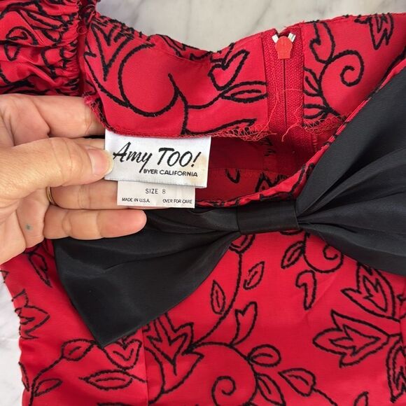 Vintage Girls Bow Poof Sleeve Fancy Dress Sz 8 - Picture 5 of 9